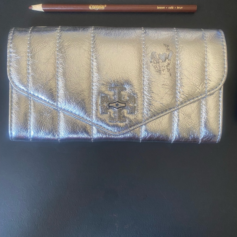 Tory Burch Metallic Silver Clutch